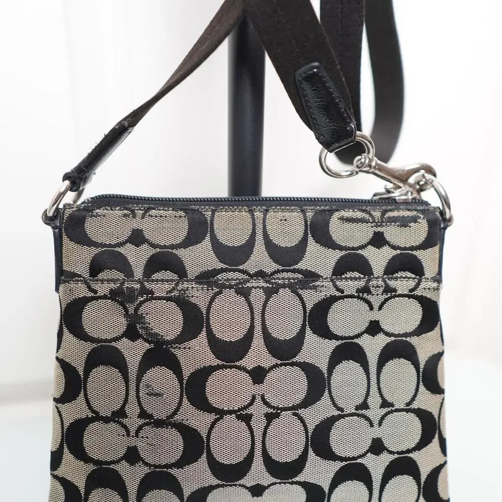 Coach Signature Crossbody Bag Black Tan